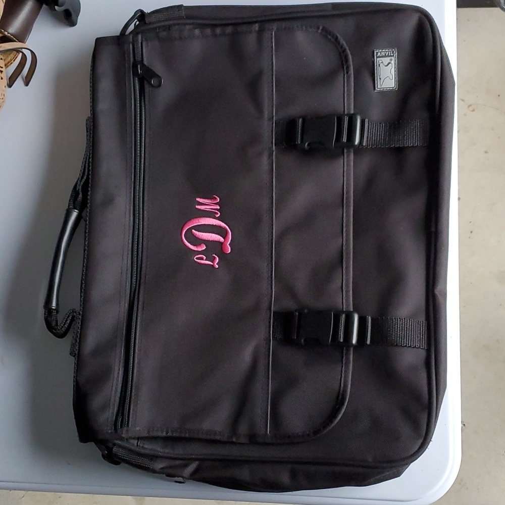 Anvil messenger bag, Monogrammed LDM, black